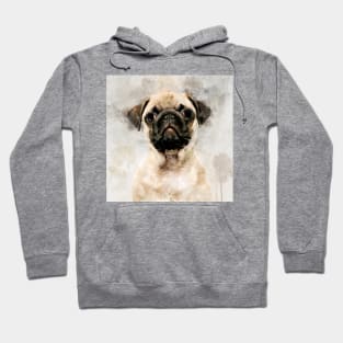 Pug Dog Watercolor Portrait 01 Hoodie